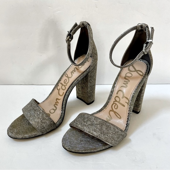 Sam Edelman Yaro Metallic Block Heel Size 8 Wide - Picture 2 of 12